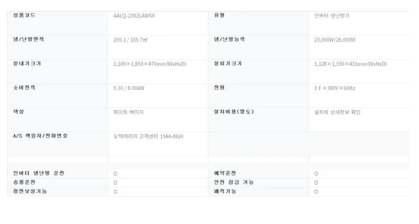 캐리어 인버터 중대형 스탠드 냉난방기 60평형 상세정보 2