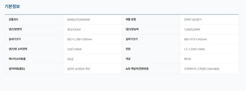 캐리어 인버터 냉난방기 스탠드 18평형 상세정보 2