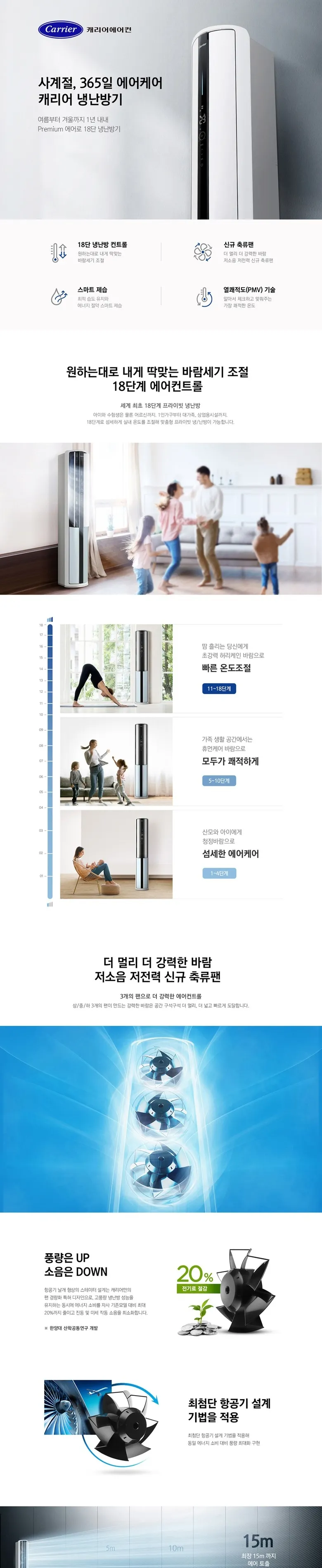캐리어 더뉴 에어로 AI 스탠드 냉난방기 16평형 상세정보 1