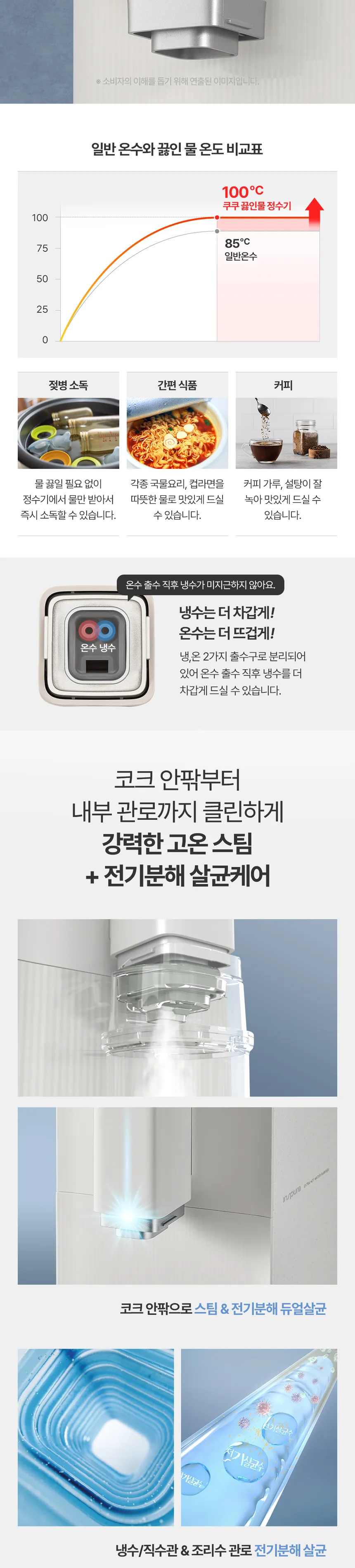 쿠쿠 STEAM 100도씨 끓인물 정수기 (냉온정) 상세정보 2