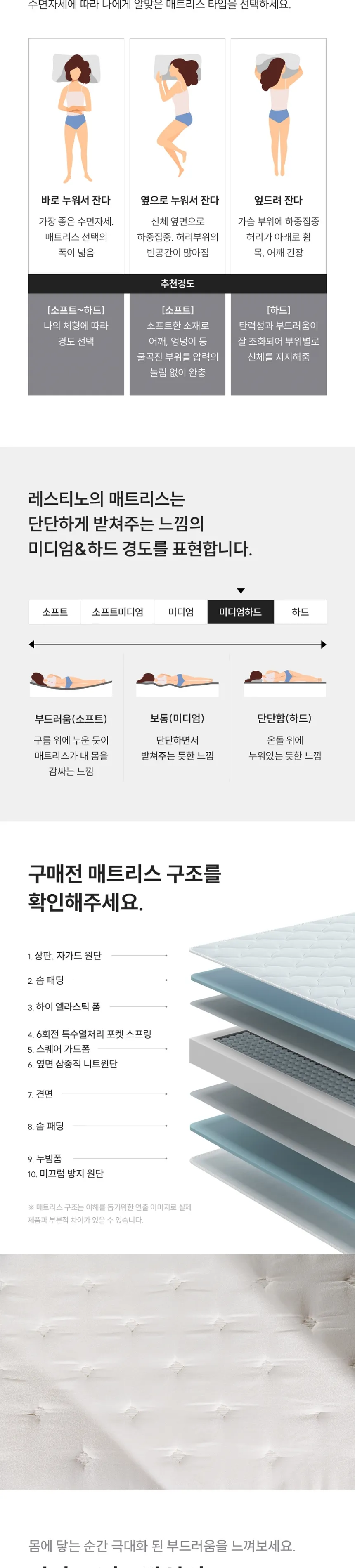 (세트) 쿠쿠 레스티노 매트리스 K + 가죽플랫헤드 프레임 QK 상세정보 2