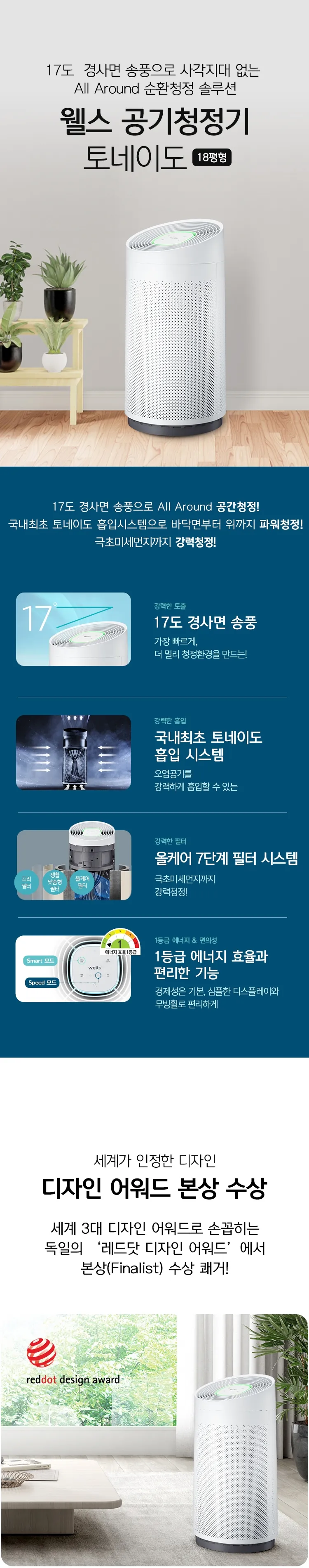 웰스 공기청정기 토네이도 18평형 상세정보 1