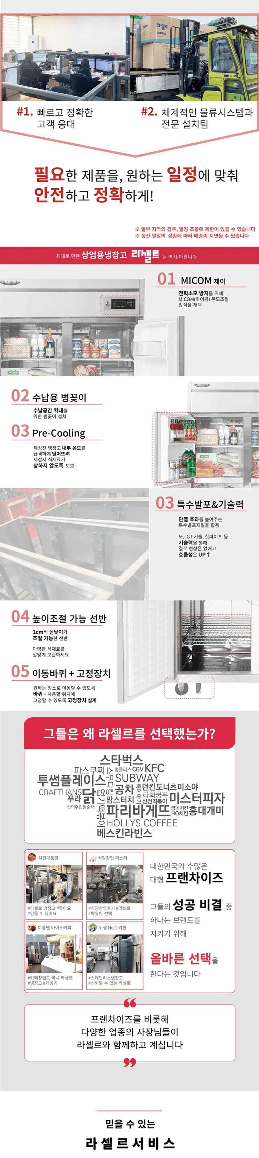 라셀르 직냉식 올스텐 업소용 냉장고 1625L (냉장1102L+냉동523L/냉장4칸+냉동2칸/4유리도어/65BOX) 상세정보 2