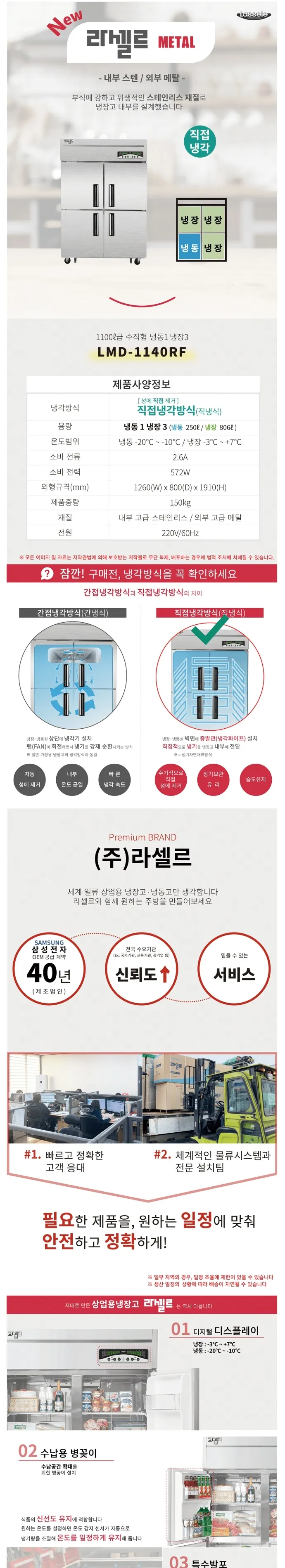 라셀르 직냉식 업소용 냉장고 1056L (냉장806L+냉동250L/4도어) 상세정보 1