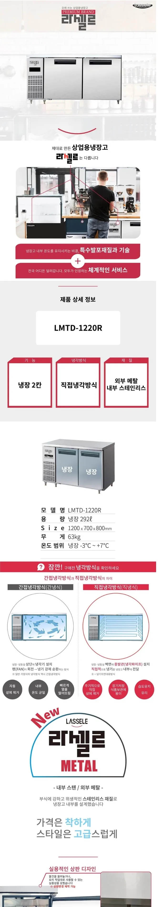 라셀르 직냉식 업소용 디지털 냉장고 292L (2도어/가로1200) 상세정보 1