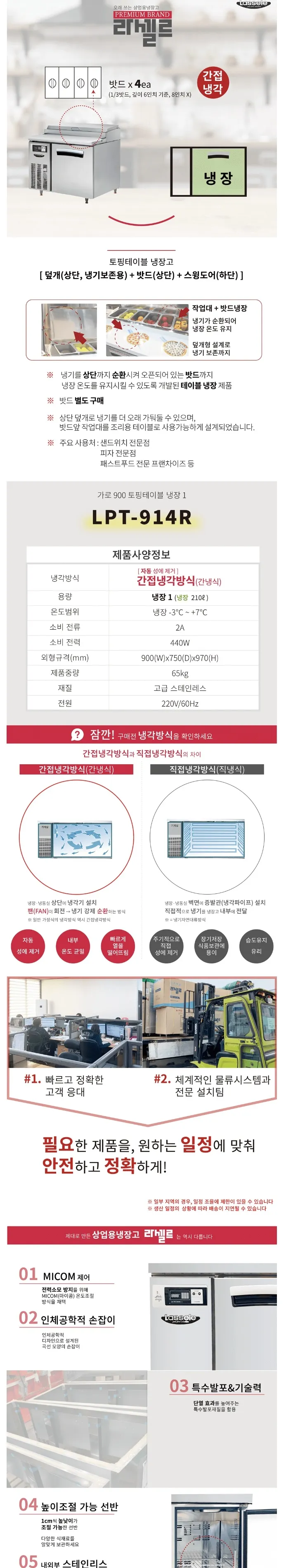 라셀르 간냉식 올스텐 업소용 토핑형 밧드 테이블 냉장고 210L (1도어/가로900) 상세정보 1