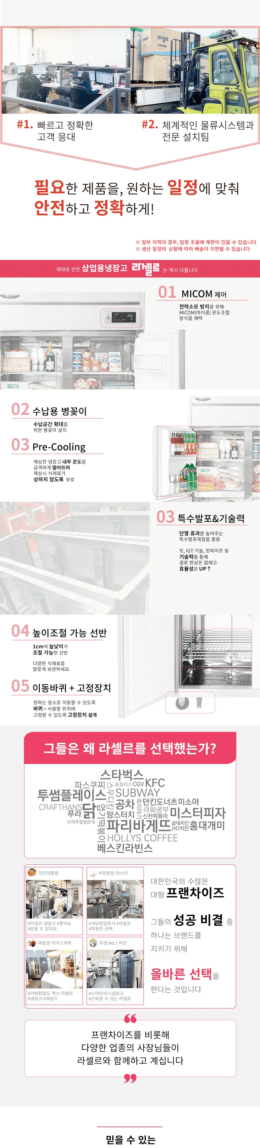 라셀르 간냉식 올스텐 업소용 장도어 냉동고 1657L (냉동3칸/65BOX) 상세정보 2