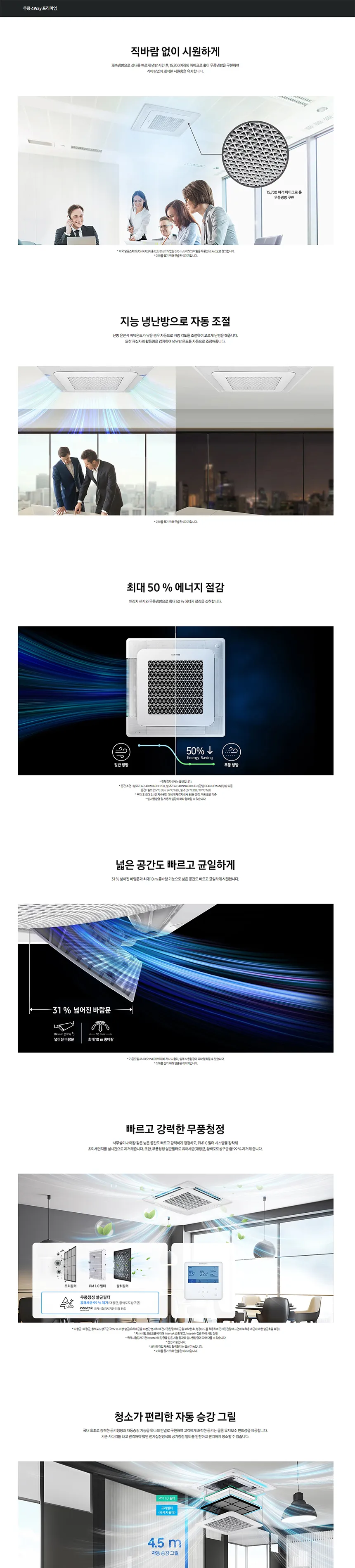 삼성 천장형 무풍 4WAY 프리미엄 냉난방기 30평형 (삼상) 상세정보 1