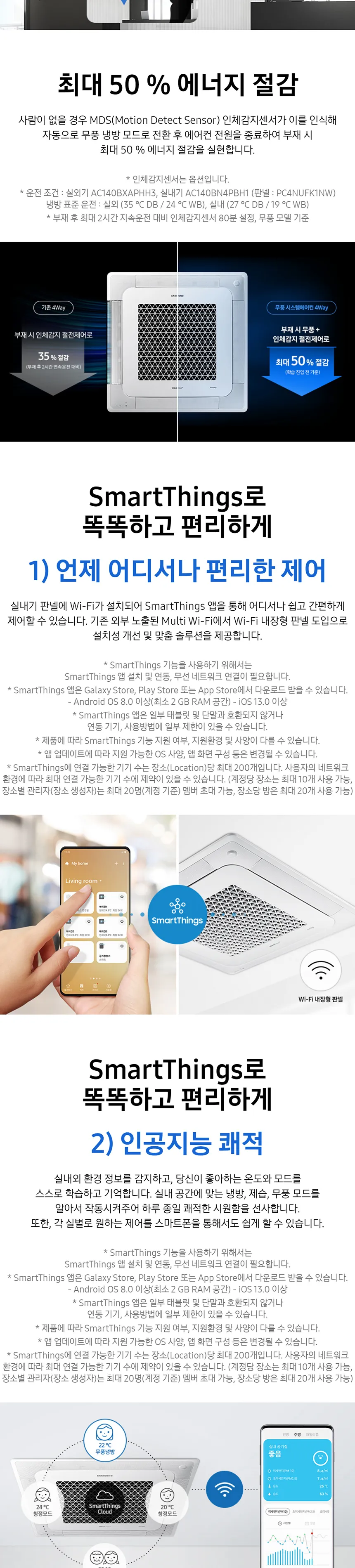 삼성 4WAY 천장형 시스템 에어컨 40평형 (단상) 상세정보 3