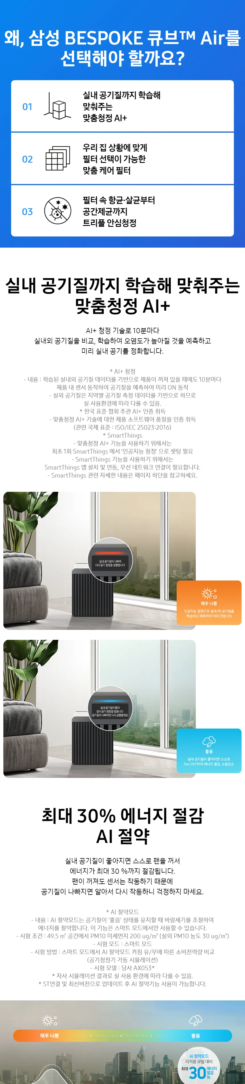 삼성 비스포크 큐브 Air 공기청정기 16평형 (사틴 차콜) 상세정보 1