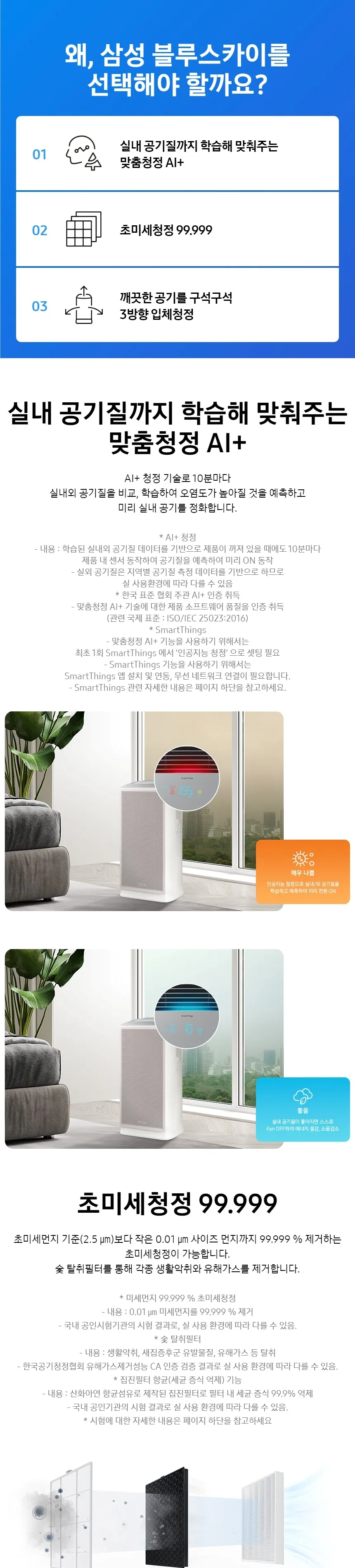 삼성 블루스카이 5500 공기청정기 18평형 (세이지 그린) 상세정보 1
