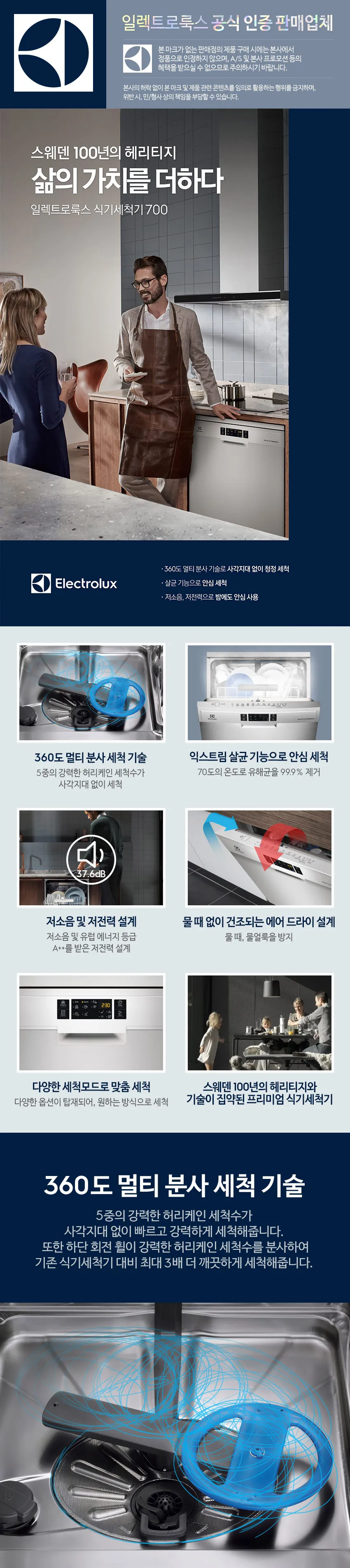 일렉트로룩스 스웨덴 익스트림 13인용 프리스탠딩 식기세척기 700 상세정보 1