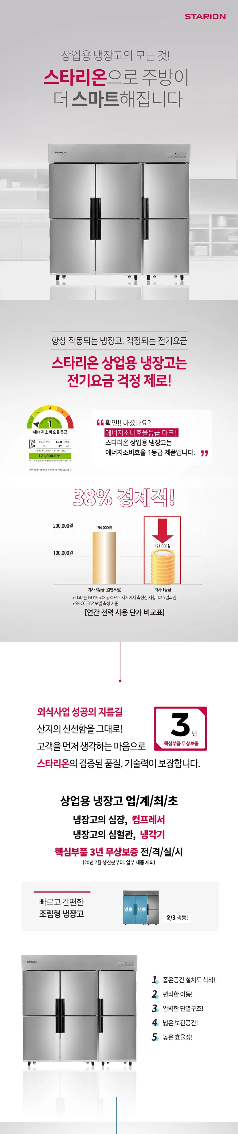 LG 스타리온 1610L 업소용 냉장고 65박스 (냉장2칸, 냉동4칸) 상세정보 1