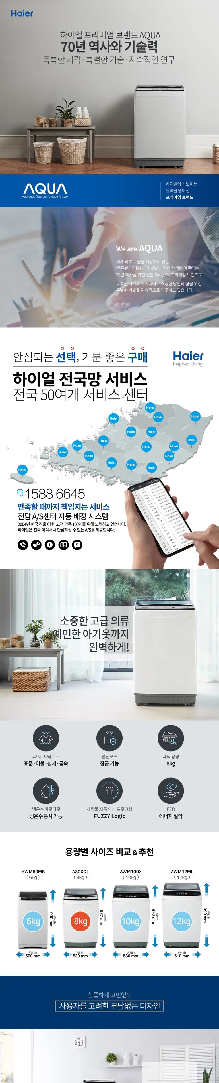 하이얼 아쿠아 세탁기 8kg 상세정보 1
