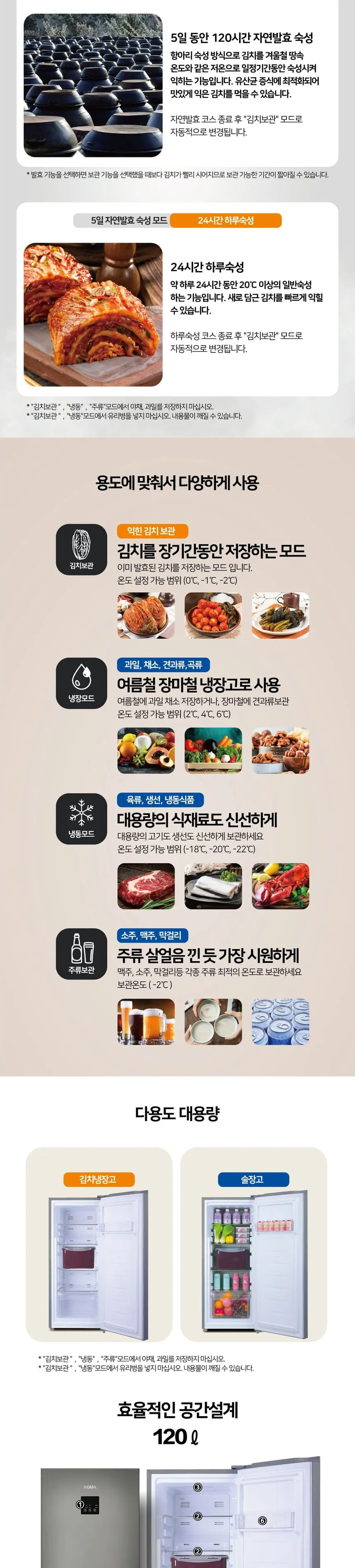 하이얼 아쿠아 미니 스탠드형 김치냉장고 120L 상세정보 2