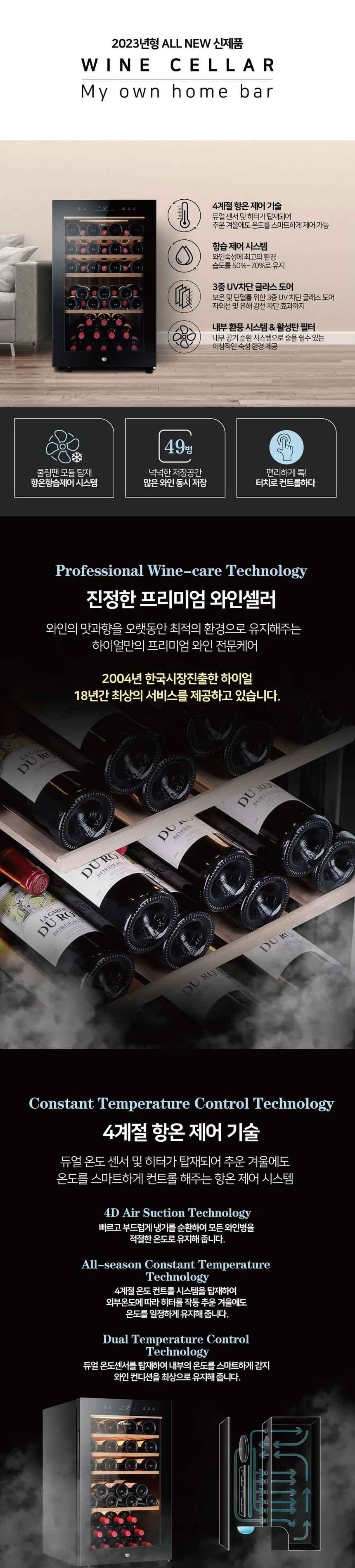 하이얼 프리미엄 와인셀러 냉장고 49병 상세정보 1