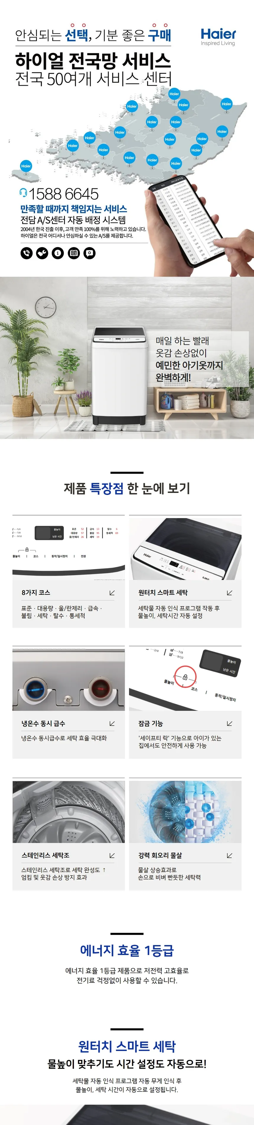 하이얼 원터치 스마트 세탁기 6kg 상세정보 1
